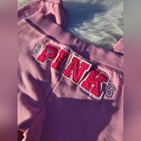 Y2K Victoria's Secret PINK Mcbling Bubblegum Pink Low Rise Jogger Sweatpants - Picture 6 of 9